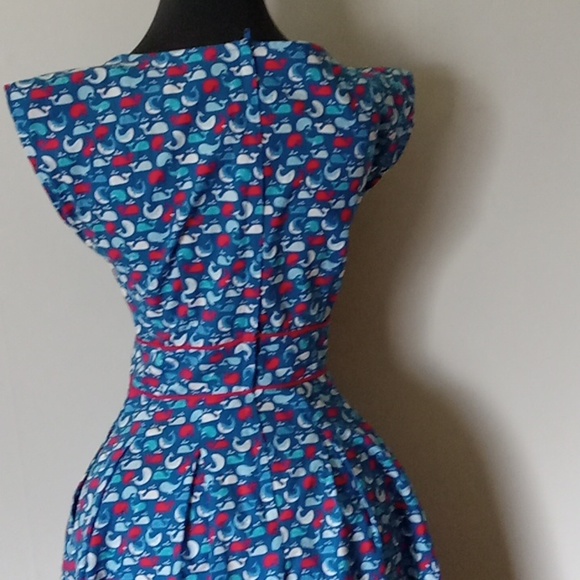 Retrolicious 1950s style pinup whale print knee length dress small - Picture 5 of 8